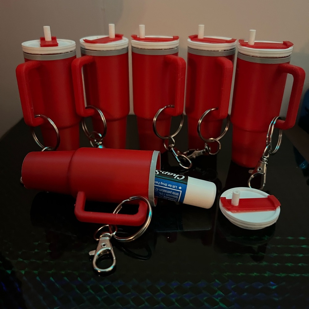 Christmas Tumbler Chapstick Holder Keychain by 3D print